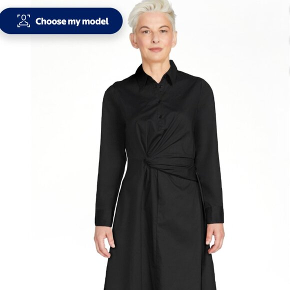 Never worn Scoop black poplin midi dress. - Picture 1 of 4